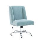 Linon Home Dcor - Donora Plush Fabric Adjustable Office Chair With Chrome Base - Aqua