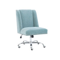 Linon Home Dcor - Donora Plush Fabric Adjustable Office Chair With Chrome Base - Aqua