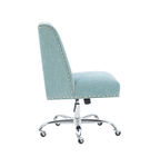 Linon Home Dcor - Donora Plush Fabric Adjustable Office Chair With Chrome Base - Aqua