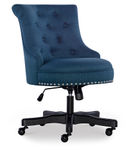 Linon Home Dcor - Scotmar Plush Button-Tufted Adjustable Office Chair With Wood Base - Azure Blue