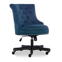 Linon Home Dcor - Scotmar Plush Button-Tufted Adjustable Office Chair With Wood Base - Azure Blue