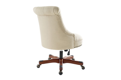 Linon Home Dcor - Scotmar Plush Button-Tufted Adjustable Office Chair With Wood Base - Beige