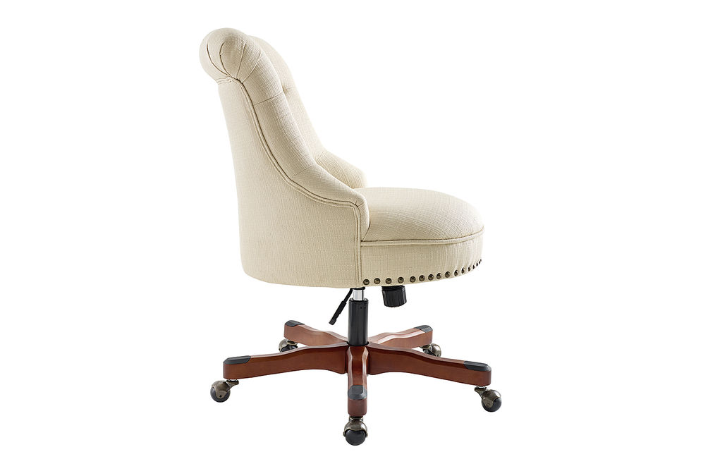 Linon Home Dcor - Scotmar Plush Button-Tufted Adjustable Office Chair With Wood Base - Beige