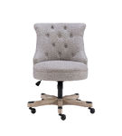 Linon Home Dcor - Scotmar Plush Button-Tufted Adjustable Office Chair With Wood Base - Light Gray