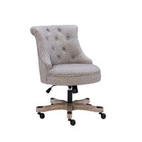 Linon Home Dcor - Scotmar Plush Button-Tufted Adjustable Office Chair With Wood Base - Light Gray