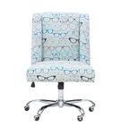 Linon Home Dcor - Donora Glasses Print Fabric Adjustable Office Chair With Chrome Base - Blue