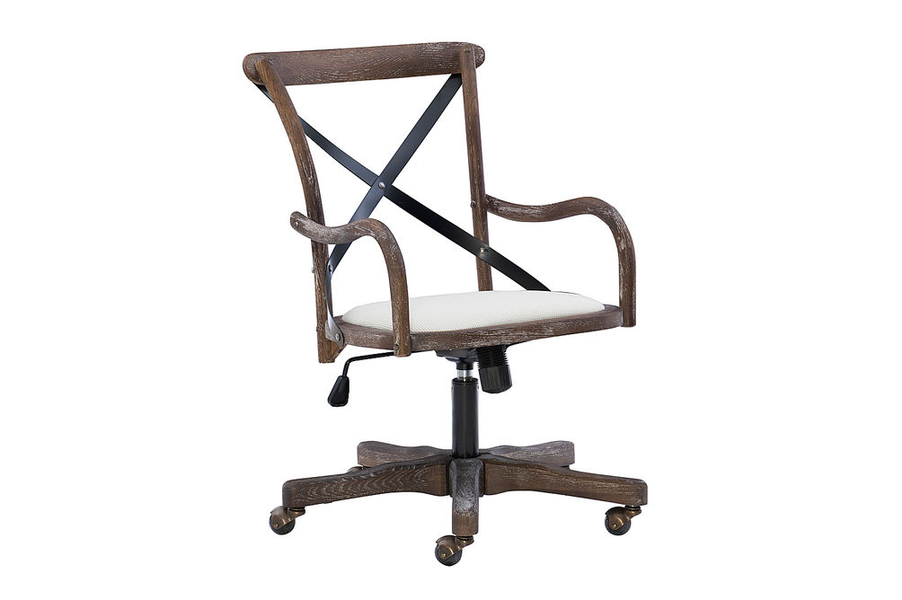 Linon Home Dcor - Hammond Rustic Bentwood Office Chair With Arms - Beige