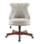 Linon Home Dcor - Scotmar Plush Button-Tufted Adjustable Office Chair With Wood Base - Natural