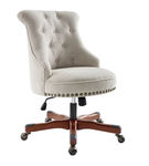 Linon Home Dcor - Scotmar Plush Button-Tufted Adjustable Office Chair With Wood Base - Natural