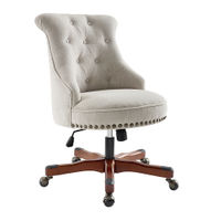 Linon Home Dcor - Scotmar Plush Button-Tufted Adjustable Office Chair With Wood Base - Natural