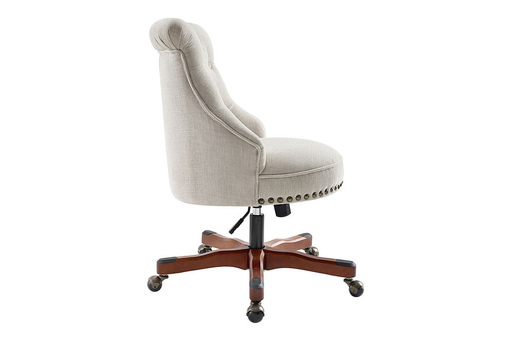 Linon Home Dcor - Scotmar Plush Button-Tufted Adjustable Office Chair With Wood Base - Natural