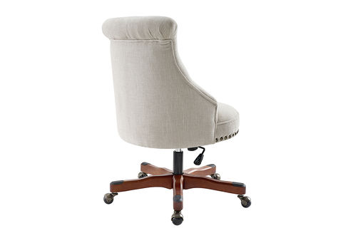 Linon Home Dcor - Scotmar Plush Button-Tufted Adjustable Office Chair With Wood Base - Natural