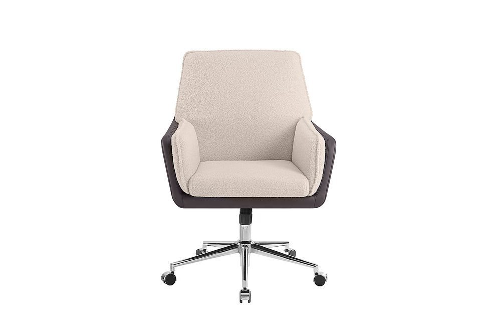 Linon Home Dcor - McGarry Faux Leather And Sherpa Fabric Swivel Office Chair - Natural and Brown