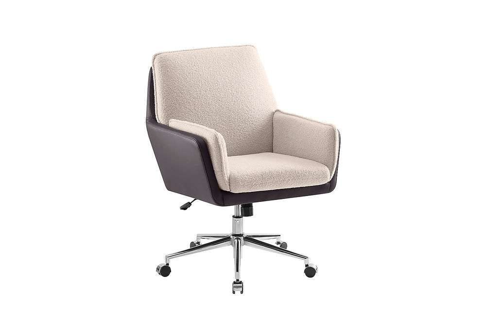 Linon Home Dcor - McGarry Faux Leather And Sherpa Fabric Swivel Office Chair - Natural and Brown