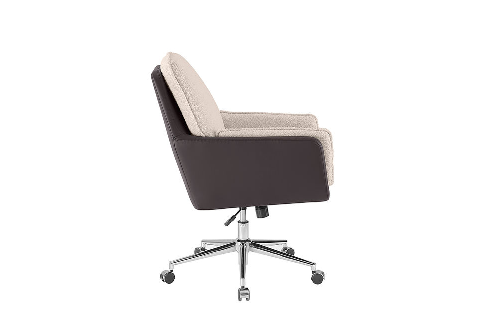 Linon Home Dcor - McGarry Faux Leather And Sherpa Fabric Swivel Office Chair - Natural and Brown
