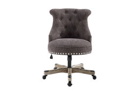 Linon Home Dcor - Scotmar Plush Button-Tufted Adjustable Office Chair With Wood Base - Charcoal Gr