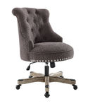 Linon Home Dcor - Scotmar Plush Button-Tufted Adjustable Office Chair With Wood Base - Charcoal Gr