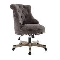 Linon Home Dcor - Scotmar Plush Button-Tufted Adjustable Office Chair With Wood Base - Charcoal Gr