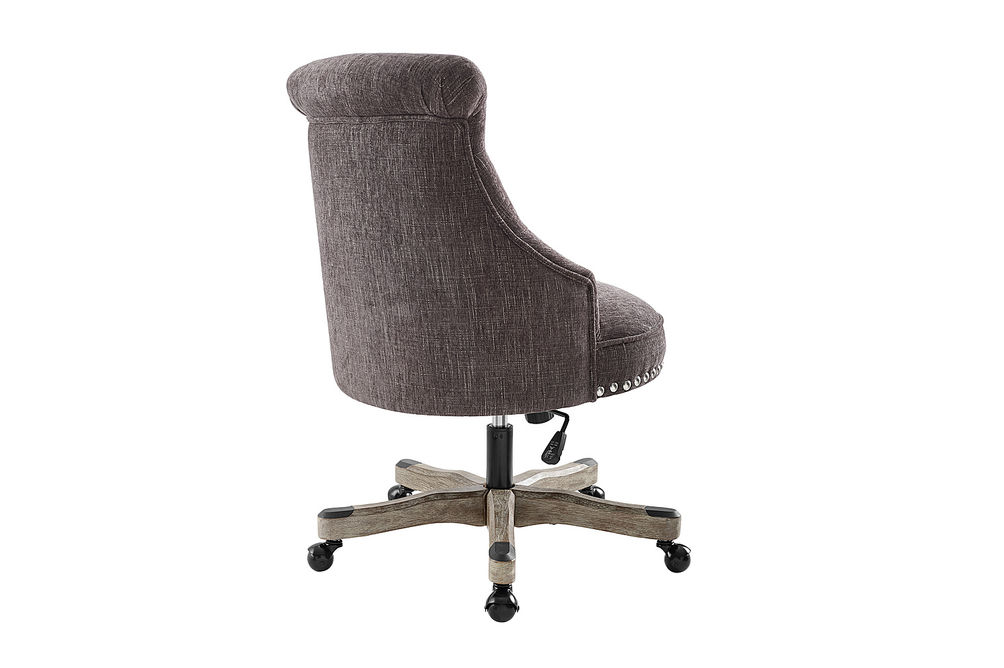 Linon Home Dcor - Scotmar Plush Button-Tufted Adjustable Office Chair With Wood Base - Charcoal Gr