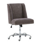 Linon Home Dcor - Donora Plush Fabric Adjustable Office Chair With Chrome Base - Charcoal