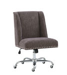 Linon Home Dcor - Donora Plush Fabric Adjustable Office Chair With Chrome Base - Charcoal