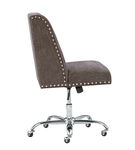 Linon Home Dcor - Donora Plush Fabric Adjustable Office Chair With Chrome Base - Charcoal