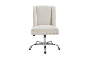 Linon Home Dcor - Donora Faux Sherpa Adjustable Office Chair With Chrome Base - Off-White