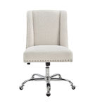 Linon Home Dcor - Donora Faux Sherpa Adjustable Office Chair With Chrome Base - Off-White