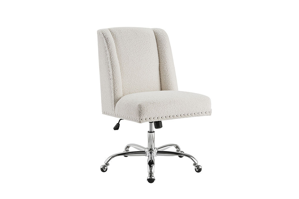 Linon Home Dcor - Donora Faux Sherpa Adjustable Office Chair With Chrome Base - Off-White