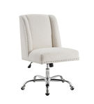 Linon Home Dcor - Donora Faux Sherpa Adjustable Office Chair With Chrome Base - Off-White