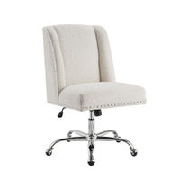 Linon Home Dcor - Donora Faux Sherpa Adjustable Office Chair With Chrome Base - Off-White