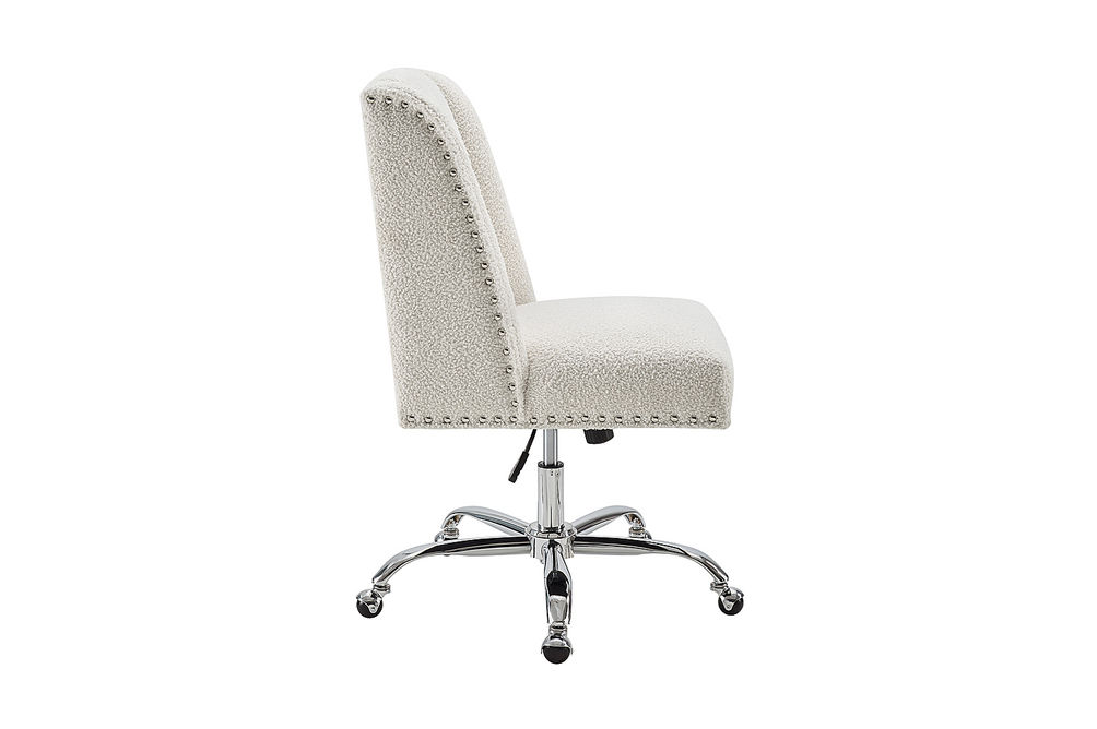 Linon Home Dcor - Donora Faux Sherpa Adjustable Office Chair With Chrome Base - Off-White