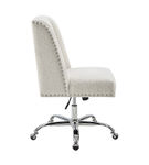 Linon Home Dcor - Donora Faux Sherpa Adjustable Office Chair With Chrome Base - Off-White