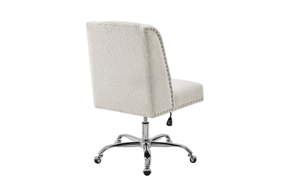 Linon Home Dcor - Donora Faux Sherpa Adjustable Office Chair With Chrome Base - Off-White