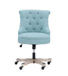 Linon Home Dcor - Scotmar Plush Button-Tufted Adjustable Office Chair With Wood Base - Light Blue