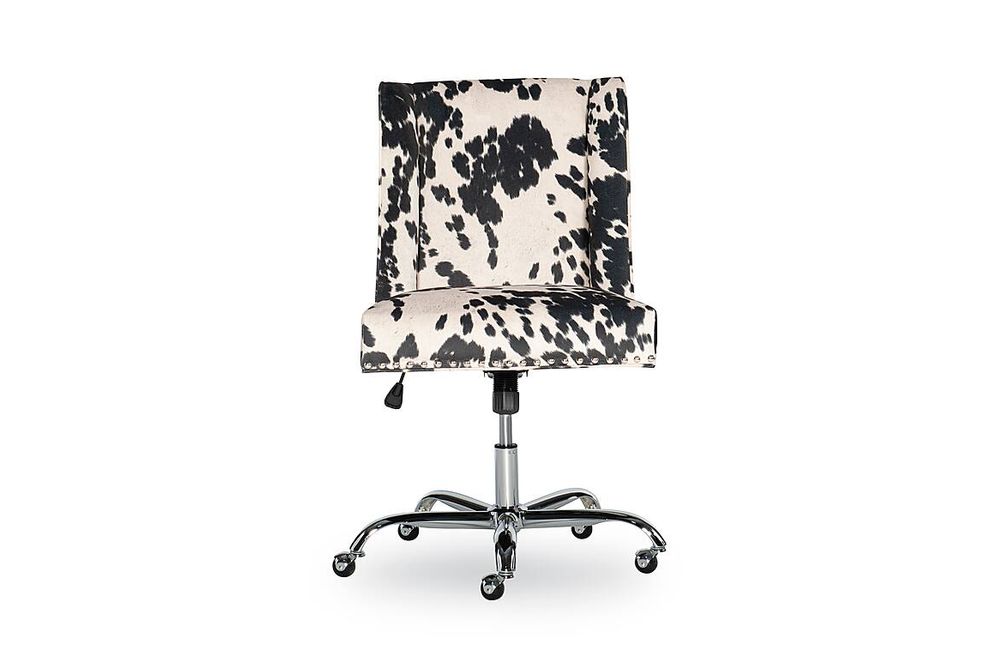 Linon Home Dcor - Donora Microfiber Fabric Adjustable Office Chair With Chrome Base - Black and Wh