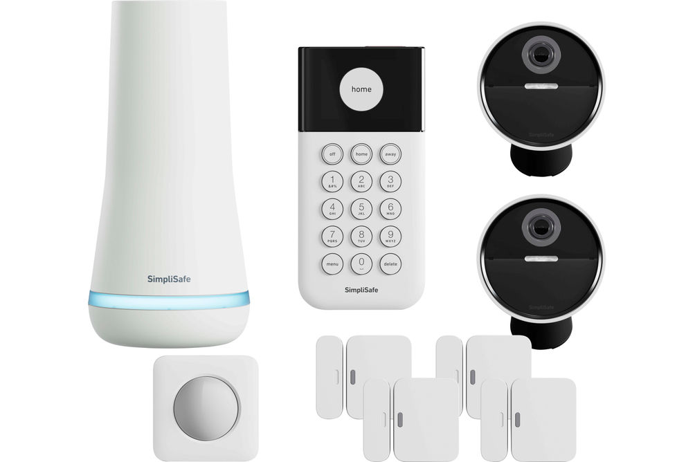 SimpliSafe - 2 Camera Outdoor Wireless Security System with 5 Sensors - White