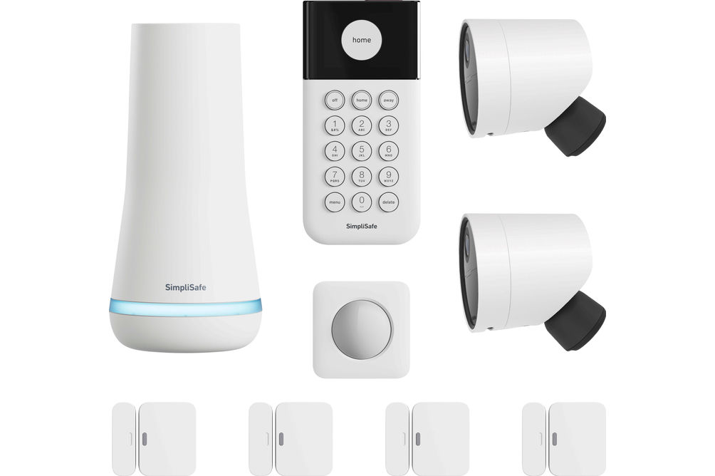 SimpliSafe - 2 Camera Outdoor Wireless Security System with 5 Sensors - White