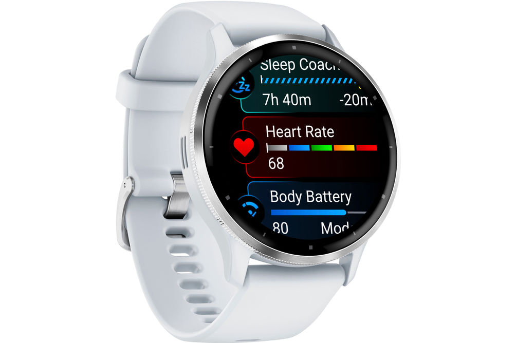 Garmin - Venu 3 GPS Smartwatch 45 mm Fiber-reinforced polymer - Stainless Steel and Whitestone