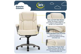 Serta - Garret Bonded Leather Executive Office Chair with Premium Cushioning - Ivory White