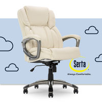 Serta - Garret Bonded Leather Executive Office Chair with Premium Cushioning - Ivory White