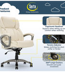 Serta - Garret Bonded Leather Executive Office Chair with Premium Cushioning - Ivory White