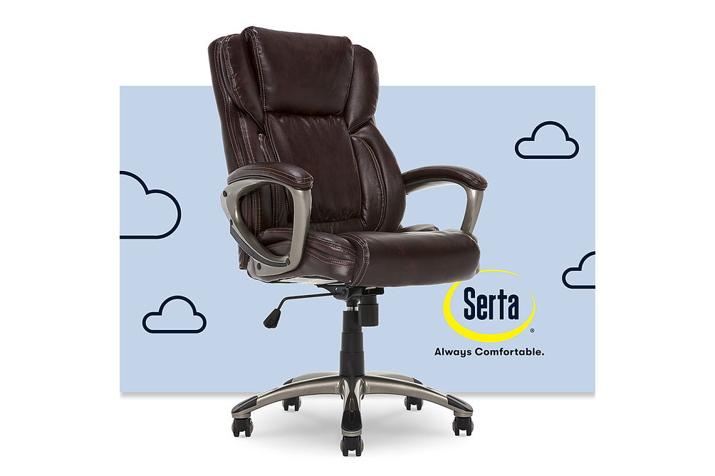 Serta - Garret Bonded Leather Executive Office Chair with Premium Cushioning - Brown