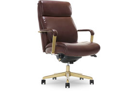 La-Z-Boy - Modern Melrose Executive Office Chair with Brass Finish - Brown