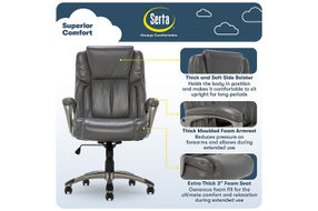 Serta - Garret Bonded Leather Executive Office Chair with Premium Cushioning - Gray