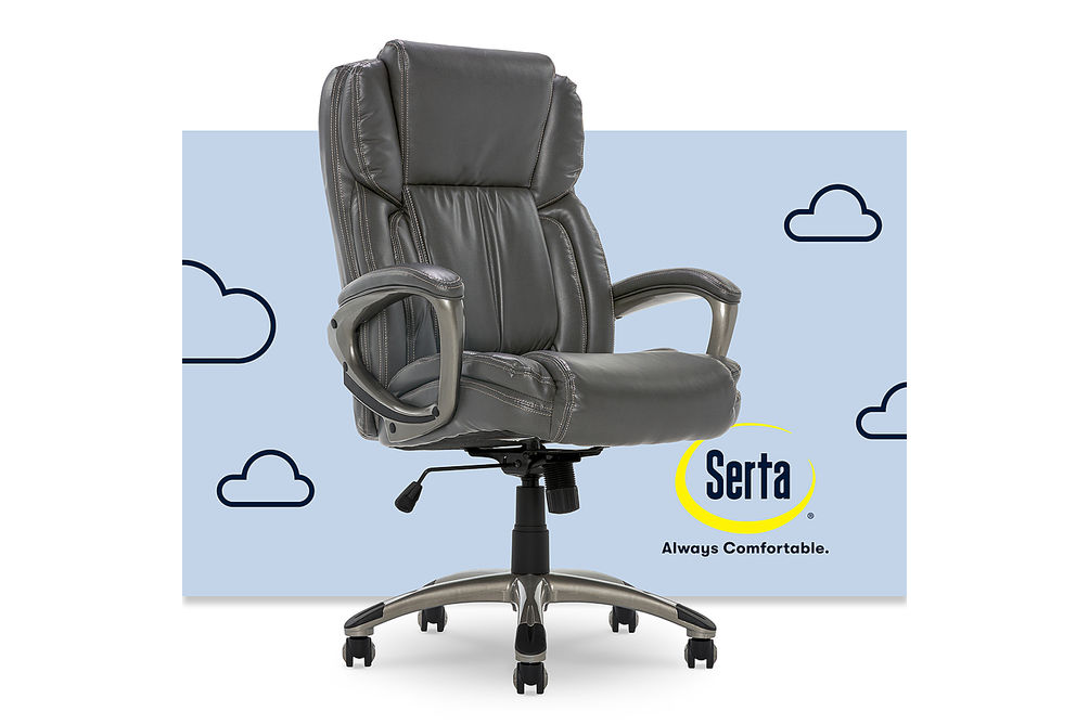 Serta - Garret Bonded Leather Executive Office Chair with Premium Cushioning - Gray