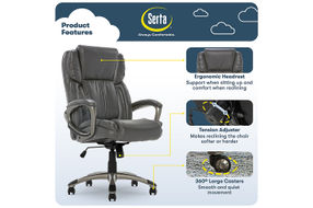 Serta - Garret Bonded Leather Executive Office Chair with Premium Cushioning - Gray