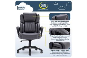 Serta - Garret Bonded Leather Executive Office Chair with Premium Cushioning - Space Gray