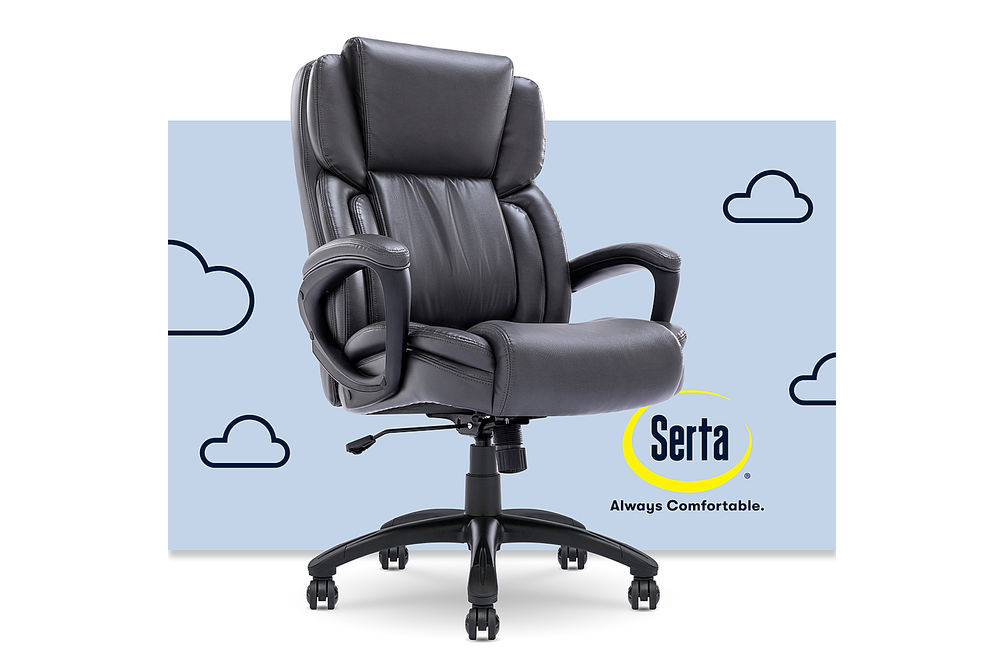 Serta - Garret Bonded Leather Executive Office Chair with Premium Cushioning - Space Gray