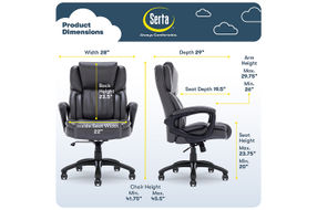 Serta - Garret Bonded Leather Executive Office Chair with Premium Cushioning - Space Gray